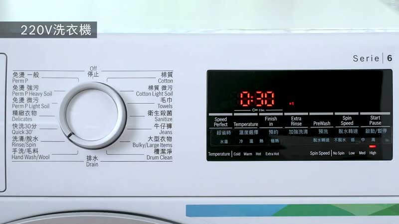 歐系洗衣機操作面板